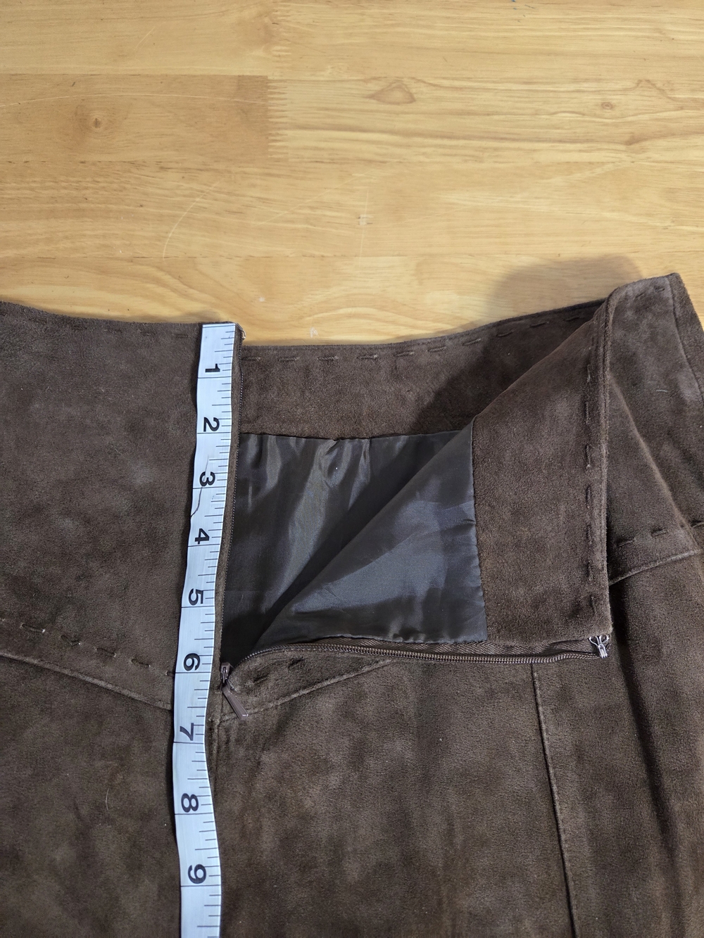 Suede Maxi Skirt Dark Brown Chocolate Fully Lined - Picture 11 of 13